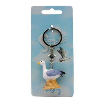 Novelty Keyring - Seagull Buoy On Rock