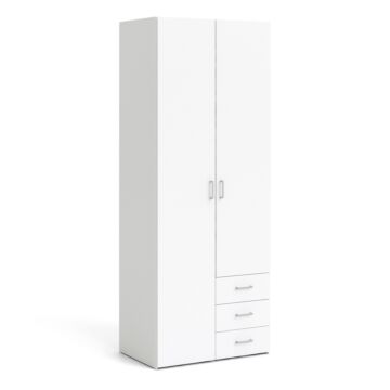 Space Wardrobe - 2 Doors 3 Drawers In White 2000