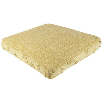 Floor Cushion Yellow Cotton 60 X 60 X 12 Cm Pouffe Ottoman Decorative Accent Piece Boho Style Beliani