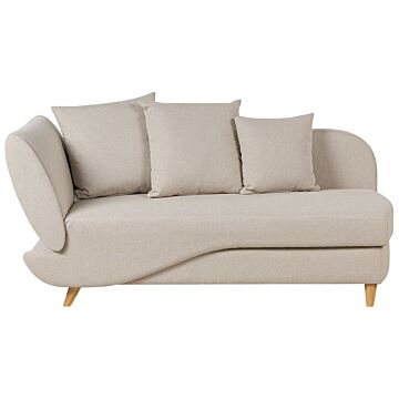 Left Hand Chaise Lounge In Beige Fabric With Storage Container Beliani