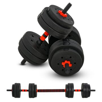 Homcom 25kg 2 In 1 Adjustable Dumbbells Weight Set, Dumbbell Hand Weight Barbell For Body Fitness, Lifting Training For Home, Office, Gym, Black