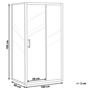 Shower Enclosure Silver Tempered Glass Aluminium Frame Single Door 80x100x185cm Modern Design Beliani