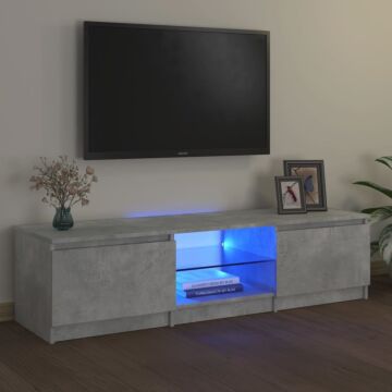 Vidaxl Tv Cabinet With Led Lights Concrete Grey 140x40x35.5 Cm