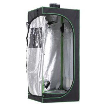 Outsunny Hydroponic Plant Grow Tent W/ Window Tool Bag, 60l X 60w X 140hcm-black/green