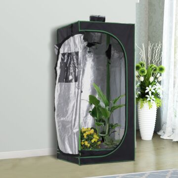 Outsunny Hydroponic Plant Grow Tent W/ Window Tool Bag, 60l X 60w X 140hcm-black/green