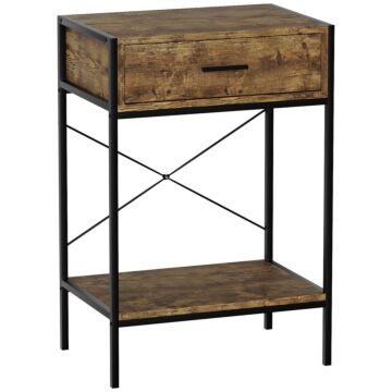 Vida Designs Brooklyn 1 Drawer Console Table, Dark Wood