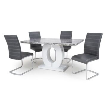 Neptune Medium & 4 Callisto Grey Dining Set