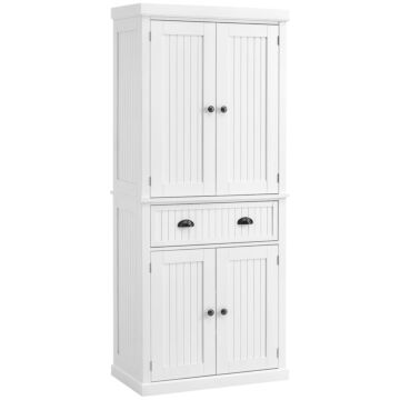Homcom Kitchen Storage Cabinet With Drawer And Adjustable Shelves - White