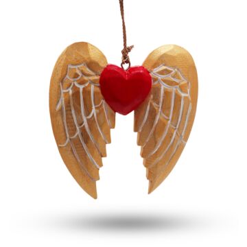 Gold Xmas Angel Wing & Heart - White Detail