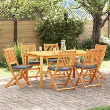 Vidaxl Folding Garden Chairs With Grey Cushion 6pcs Solid Acacia Wood