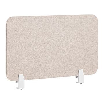 Desk Screen Beige Pet Board Fabric Cover 72 X 40 Cm Acoustic Screen Modular Mounting Clamps Home Office Beliani