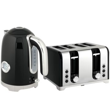 Homcom Retro 3000w Kettle And Toaster Set - Black