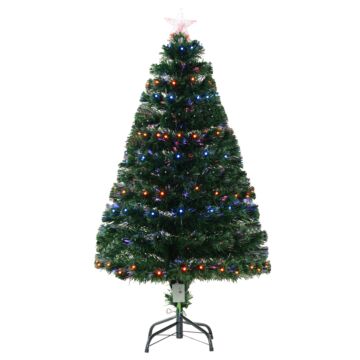 Homcom 4ft Green Fibre Optic Artificial Christmas Tree Indoor Xmas Tree Multi Colour Led (4ft (120cm))