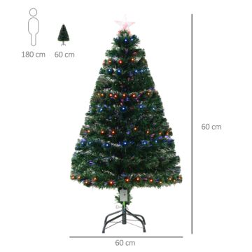 Homcom 4ft Pre Lit Christmas Tree Artificial Tree With Multi-coloured Fiber Optic Led Light(4ft (120cm))