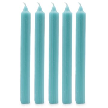 Solid Colour Dinner Candles - Rustic Aqua - Pack Of 5