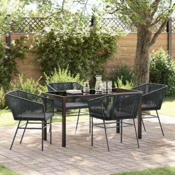Vidaxl Set Of 3 Black Pe Rattan, Powder-coated Steel Standard