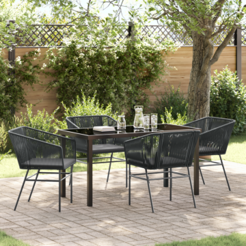 Vidaxl Set Of 3 Black Pe Rattan, Powder-coated Steel Standard