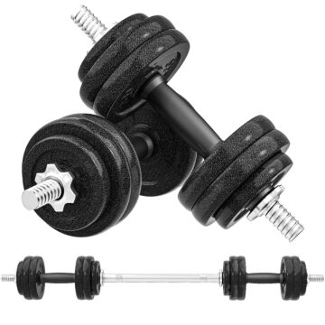 Sportnow 2-in-1 Adjustable Dumbbells Set, 30kg Weights Dumbbells Set With Non-slip Grip For Strength Training, Weight Lifting, Bodybuilding, Home Gym Workout Equipment For Men & Women
