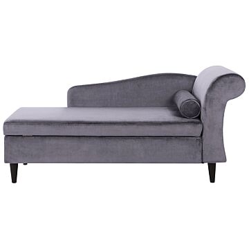 Chaise Lounge Grey Velvet Upholstery With Storage Right Hand With Bolster Beliani
