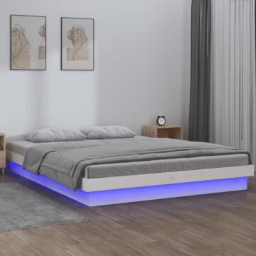 Vidaxl Led Bed Frame White 160x200 Cm Solid Wood