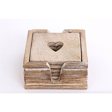 Set Of Six Wooden Heart Coasters