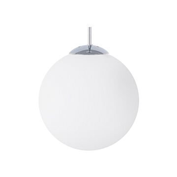 Pendant Lamp White Glass Silver Elements Globe Shape 1-light Modern Beliani