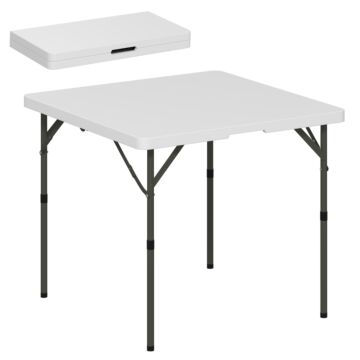 Outsunny 3ft Folding Camping Table, Heavy Duty Picnic Table With 2 Adjustable Height For Indoor Outdoor Garden, Party, Bbq, White