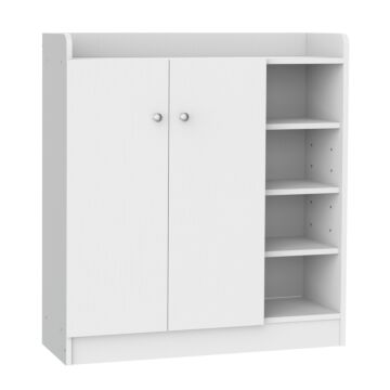 Homcom Shoe Storage Cabinet Home Hallway Furniture 2 Doors W/adjustable 4 Shelves Cupboard Footwear Rack Stand Organiser White