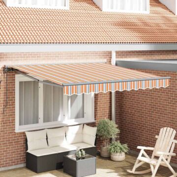 Vidaxl Retractable Awning Manual Blue And Orange 300x250 Cm