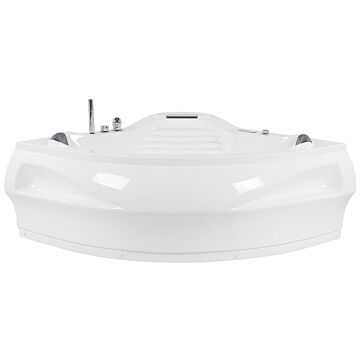 Massage Points Bath White Sanitary Acrylic With Led Bluetooth Speaker 210 X 145 Cm Modern Design Bathtub Beliani