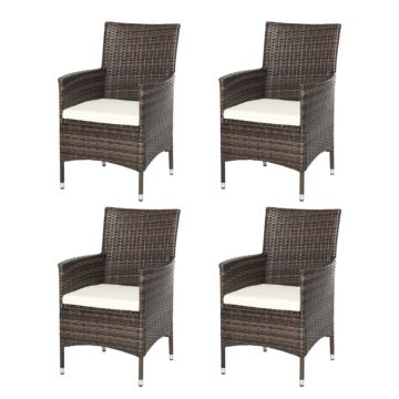 Outsunny 4 Pc Rattan Chair Set, Patio Sofa Chairs Set, Cushioned Outdoor Rattan Furniture