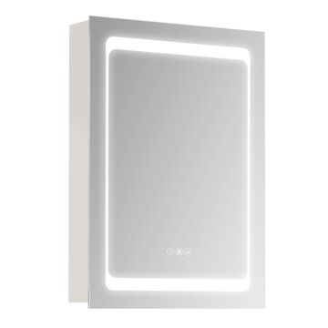Kleankin Led Illuminated Bathroom Mirror Cabinet With Led Lights, Wall-mounted Storage Organizer With Shelves, Touch Switch For Makeup Cosmetic