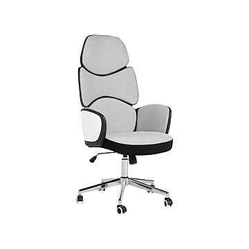 Office Chair Light Grey And Black Fabric Swivel Desk Computer Adjustable Seat Reclining Backrest Beliani