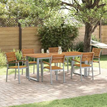 Vidaxl Stackable Garden Chairs 6 Pcs Solid Wood Acacia And Metal
