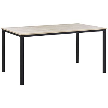 Dining Table Black With Light Wood Particle Board Metal Legs 150 X 90 Cm Scandinavian Beliani