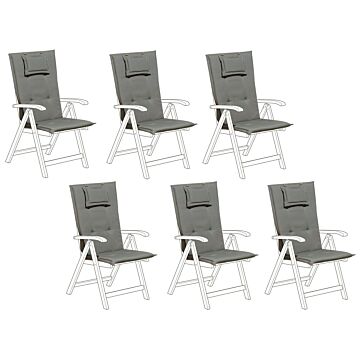 Set Of 6 Garden Chair Cushion Grey Polyester Seat Backrest Pad Modern Design Outdoor Pad Beliani