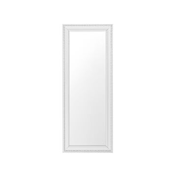 Wall Hanging Mirror White With Silver 50 X 130 Cm Vertical Living Room Bedroom Dresser Gesso Finish Beliani