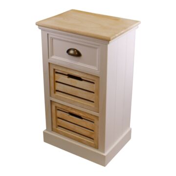Contemporary Natural & White Chest Of Drawers, 3 Drawers