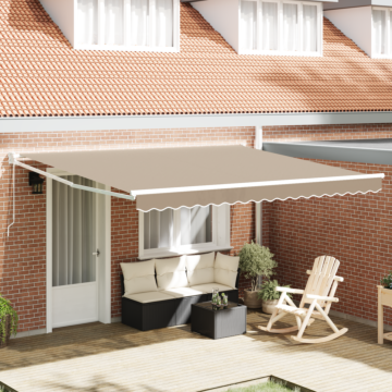 Vidaxl Manual Retractable Awning Beige 400x300 Cm