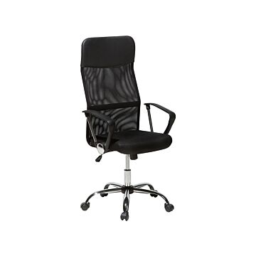 Office Chair Black Faux Leather Swivel Adjustable Reclining Modern Beliani