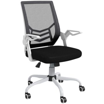 Vinsetto Mesh Office Chair, Computer Desk Chair With Flip-up Armrests, Lumbar Back Support And Swivel Wheels, Black