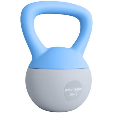 Sportnow 6kg Soft Kettlebell, Kettlebell With Non-slip Handle For Home Gym, Weight Lifting, Strength Training, Light Blue/grey