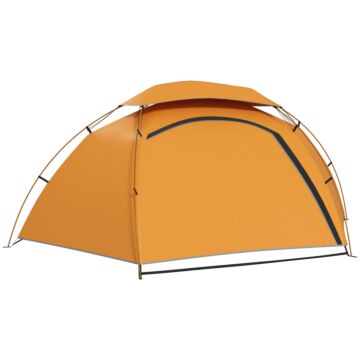 Outsunny Aluminium Frame Camping Tent Dome Tent With Removable Rainfly, 2000mm Waterproof, For 1-2 Man, Orange