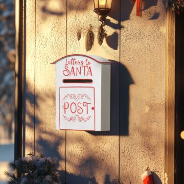 Homcom Christmas Post Box, Letters To Santa Mailbox, Wall Mounted Postbox, Christmas Decoration For Indoor And Outdoor, White