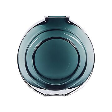 Flower Vase Turquoise Glass 27 Cm Decorative Round Shape Tabletop Home Decoration Modern Design Beliani