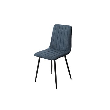 Aspen Straight Stitch Blue Cord Dining Chair, Black Tapered Legs (pair)