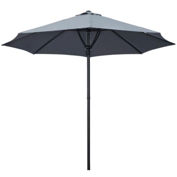 Outsunny Garden Parasol Umbrella, Outdoor Market Table Umbrella Sun Shade Canopy With 8 Ribs, Grey