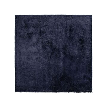 Shaggy Area Rug Blue Cotton Polyester Blend 200 X 200 Cm Fluffy Dense Pile Beliani