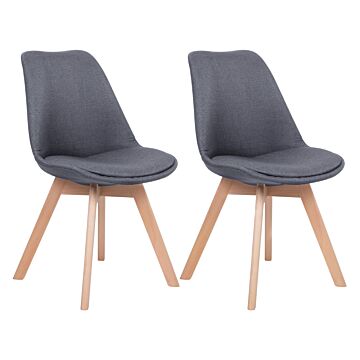 Set Of 2 Dining Chairs Graphite Grey Upholstery Seat Sleek Wooden Legs Modern Design Beliani