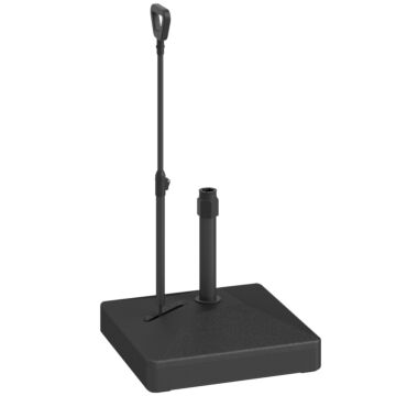 Outsunny Garden Parasol Base With Adjustable Wheels And Handle, Garden Sun Umbrella Base Parasol Stand, Filled Up To 55kg With Stand, 45kg With Water For Garden Poolside, Black